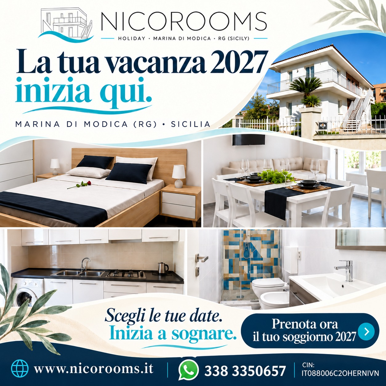 Locandina Nicorooms: la tua vacanza 2027 inizia qui, Marina di Modica