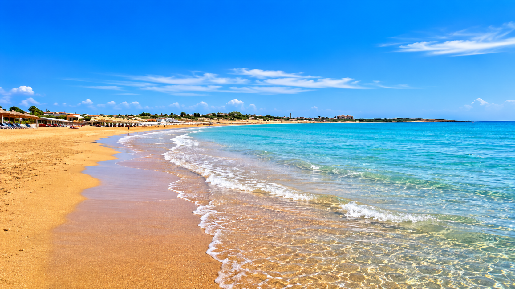 Spiaggia dorata di Marina di Modica con mare cristallino e cielo azzurro